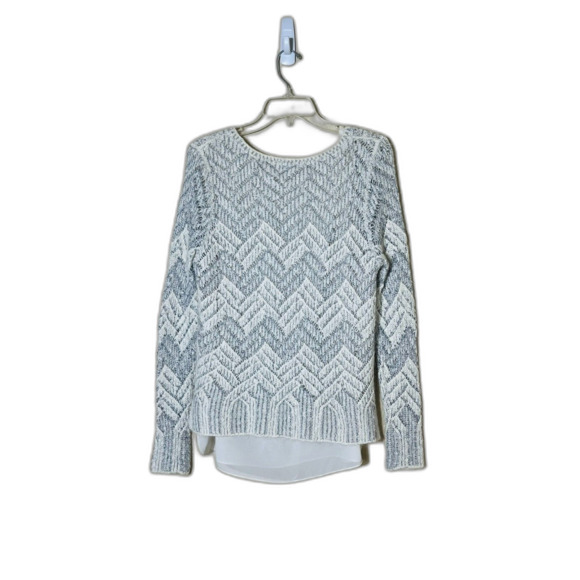 Lucky Brand Women's Metallic Silver Chevron Layered Tunic Sweater Large - Picture 3 of 9